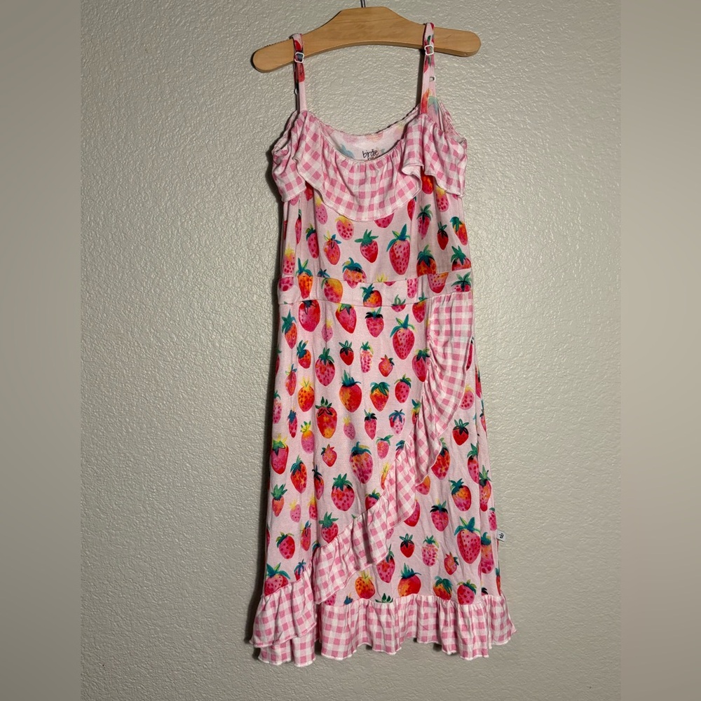 Birdie Bean 6-7 Pink Strawberry Print Dress